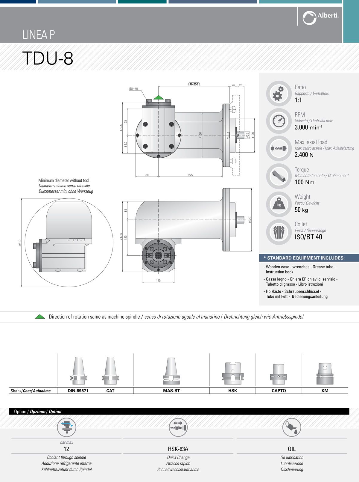 TDU-8 ISO40 0-360° FLANGE